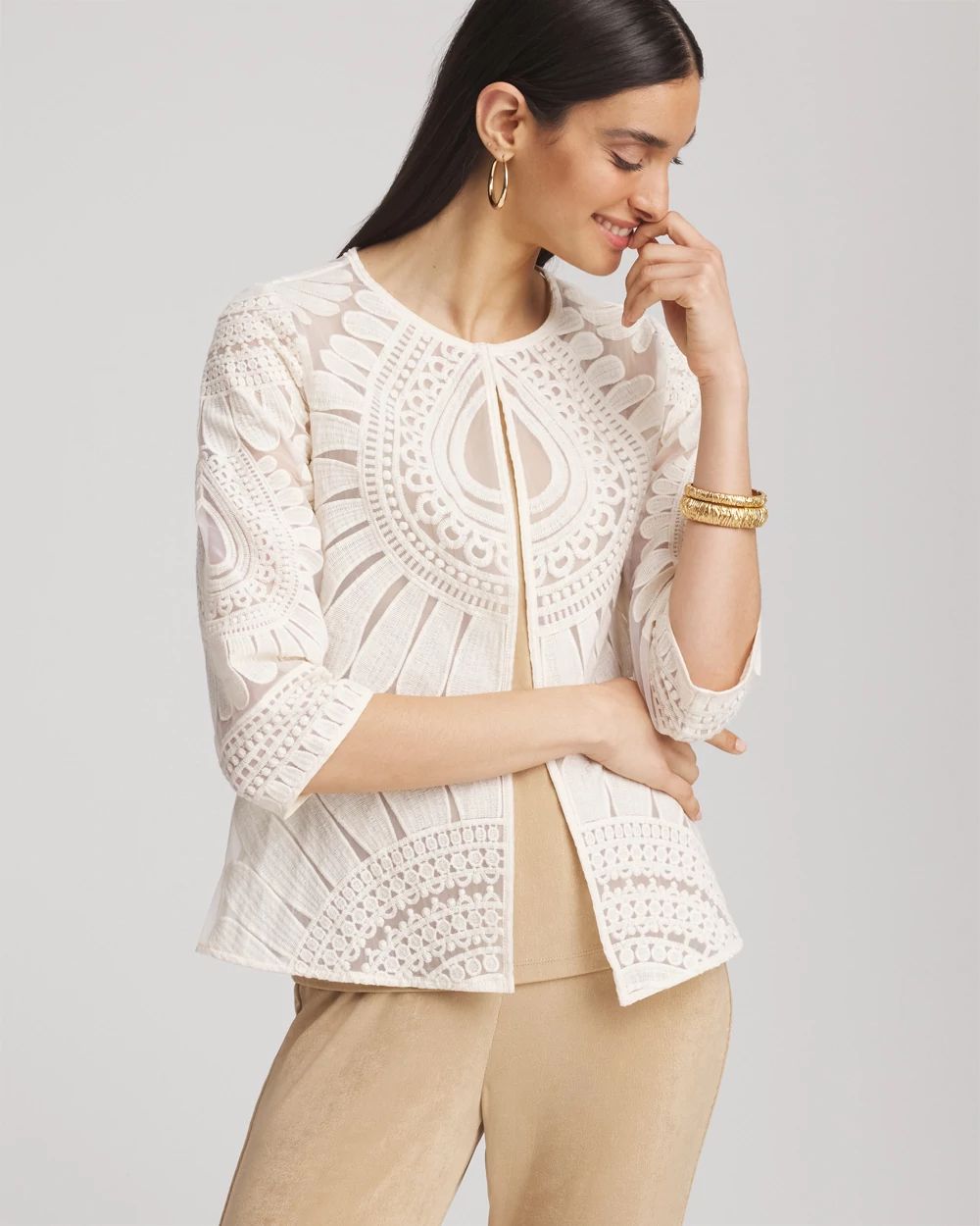 楽天 Travelers™ Collection Embroidered Organza Jacket | Chico's 絵画